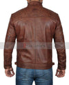 Brown Distressed Lambskin Leather Jacket