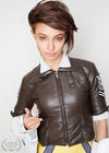 Womens Tracer Jacket Brown Leather White Fur Lining