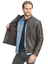 Leather Jacket w/ Chest Zipper Brown