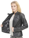 Women's FauxcLeather Scuba Jacket with Chest Pockets