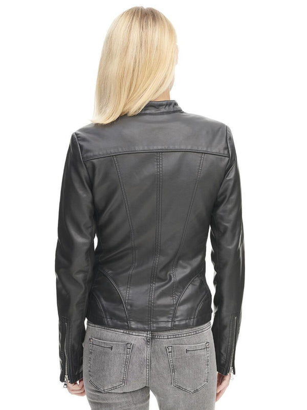 Women's FauxcLeather Scuba Jacket with Chest Pockets