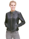 Women's Faux Leather Front Zip Jacket